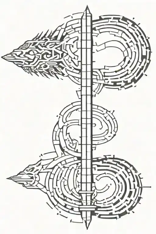 spine cyber sigilism tattoo design idea
