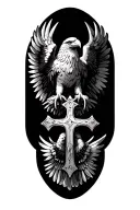 cross and eagle tattoo design idea