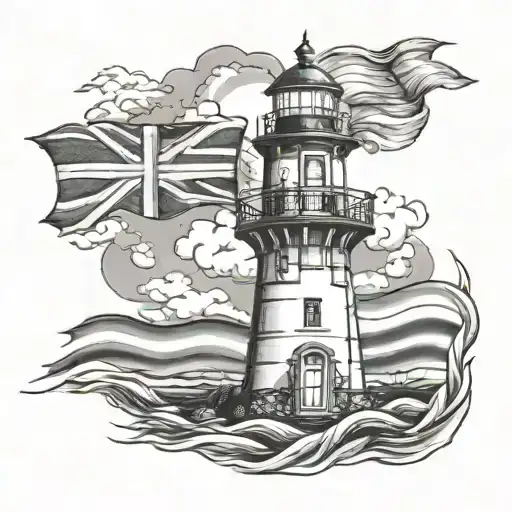 lighthouse with nova scotia flag intertwined tattoo design idea