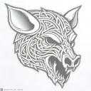 celtic boar skull angry tattoo design idea