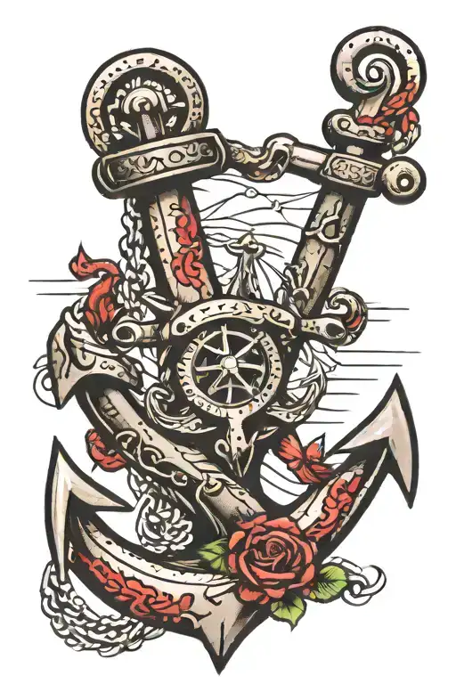 anchor with tentacles going around it  tattoo design idea