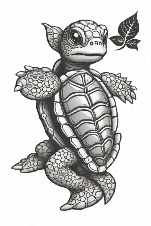 baby turtle cartoon tattoo design idea