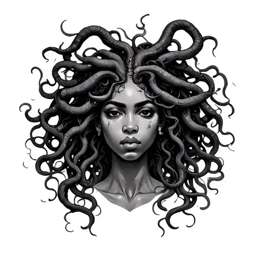 African American Medusa tattoo design idea