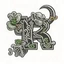 IRISH NOTRE DAME MASCOT WITH NUMBER 13, CLOVER, DICE WITH NUMBERS 5 AND 2, HORSESHOE, NUMBER 13 tattoo design idea