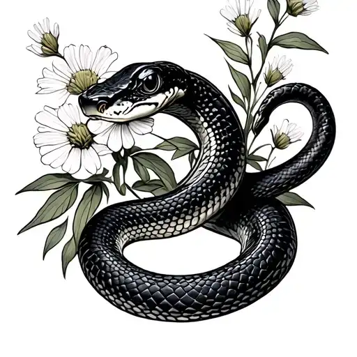 snake, yarrow tattoo design idea