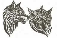 two wolf head tattoo design idea