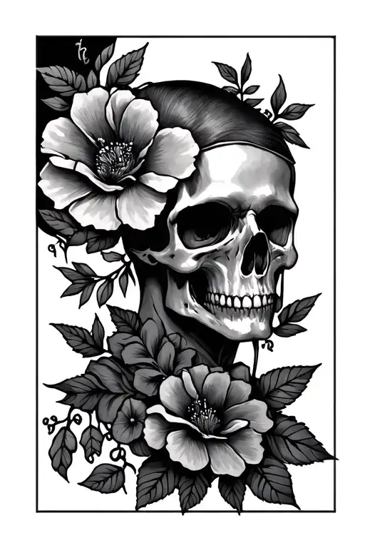 fallout inspired tattoo with floral tattoo design idea