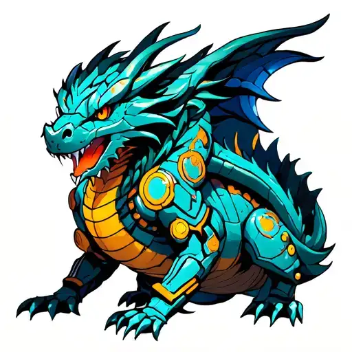 futuristic Dragon full body armour zoodiac Sagittarius tattoo design idea