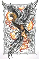 Phoenix back tattoo with flames as wings and color  tattoo design idea