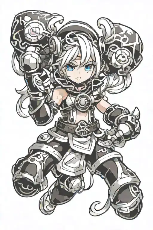 Echo from Arcane league of legends boxing gloves tattoo design idea