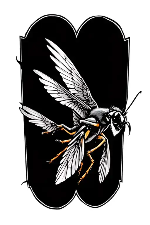 hornet flying tattoo design idea