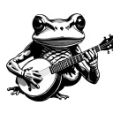 skeleton frog playing a banjo tattoo design idea