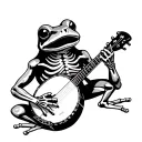 skeleton frog playing a banjo tattoo design idea