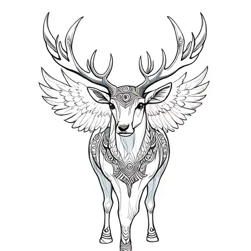 Alebrije elk with wings spread tattoo design idea