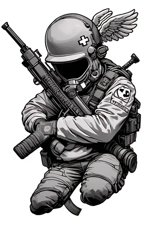 combat medic saving a life intertwined tattoo design idea