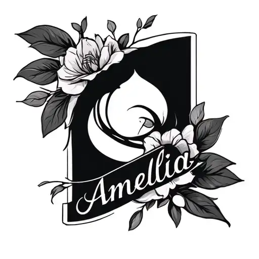 create a tatto with the name Amelia inspired by the story of Job in the bible tattoo design idea