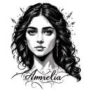 create a tatto with the name Amelia inspired by the story of Job in the bible tattoo design idea