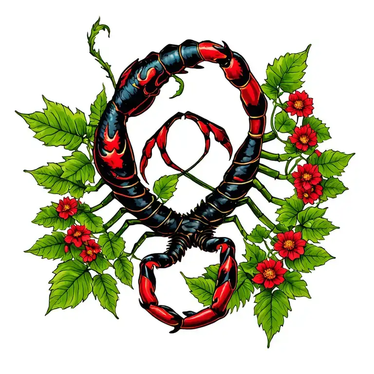 scorpio poison ivy vines infinity symbol incorporated tattoo design idea