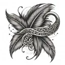feather, heart, initial "C" and infinity sign. tattoo design idea