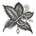 feather, heart, initial "C" and infinity sign. tattoo design idea