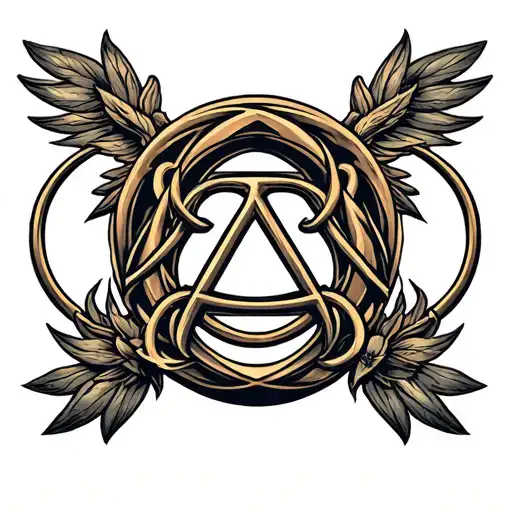 alpha omega logo intertwined tattoo design idea
