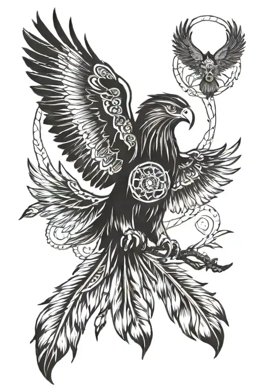 Navajo thunderbird dreamcatcher made tattoo design idea