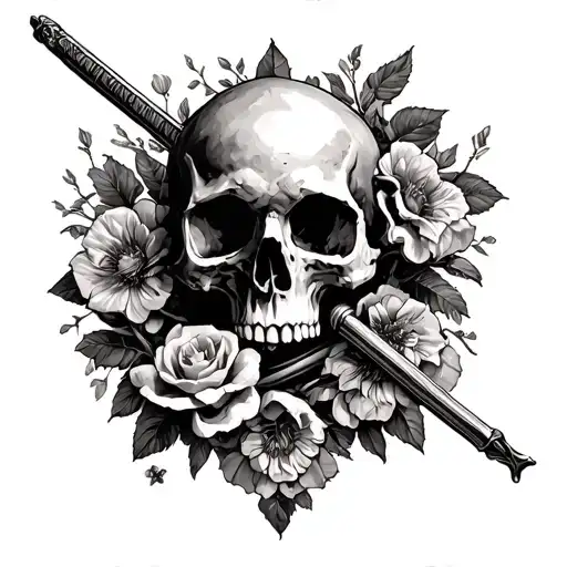 epee et texte memento mori memento vive tattoo design idea