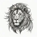 Design a lion tattoo with a hidden reference to the Brassic TV show, such as a subtle logo or character silhouette tattoo design idea