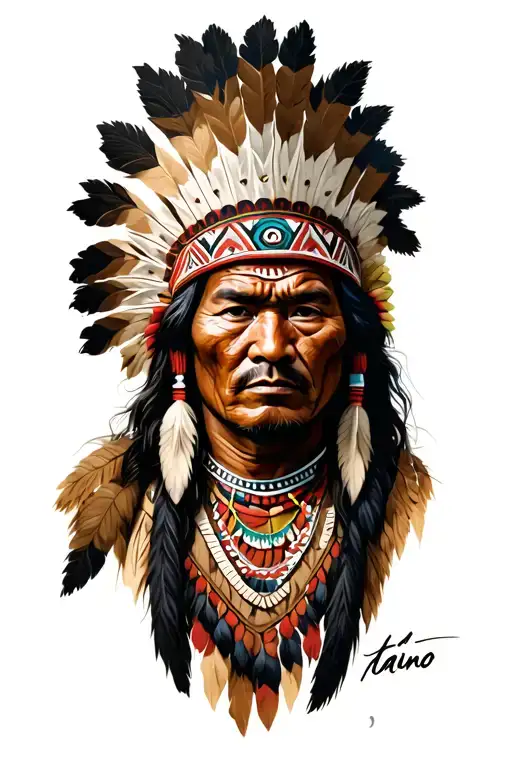 taino indian warrior tattoo design idea