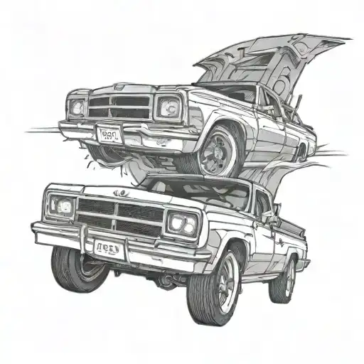 a Holden hz sandman Ute from a 270 degree angle tattoo design idea