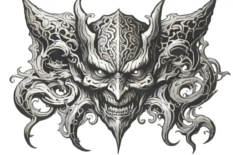 Demon face tattoo design idea