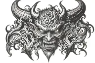 Demon face tattoo design idea