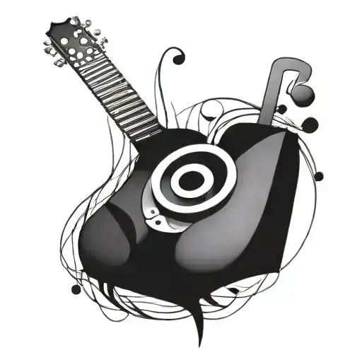 abstract love, sex, music, peace tattoo design idea