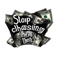 "Stop chasing them thots" polo symbol hustling figure counting money tattoo design idea