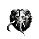 lion face split elephant tattoo design idea