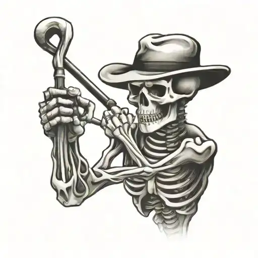 golfing skeleton tattoo design idea