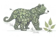 weed care bear sleeve tattoo design idea