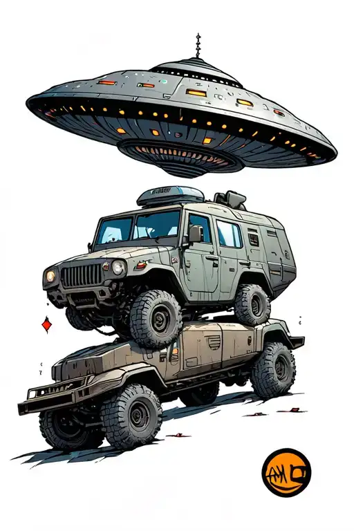 UAZ Patriot UFO Futurama tattoo design idea