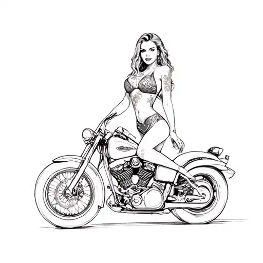 pin up girl harley davidson motorcycle tattoo design idea