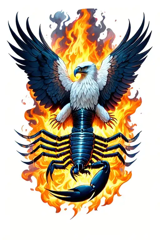 scorpion eagle phoenix rising from the ashes tattoo design idea