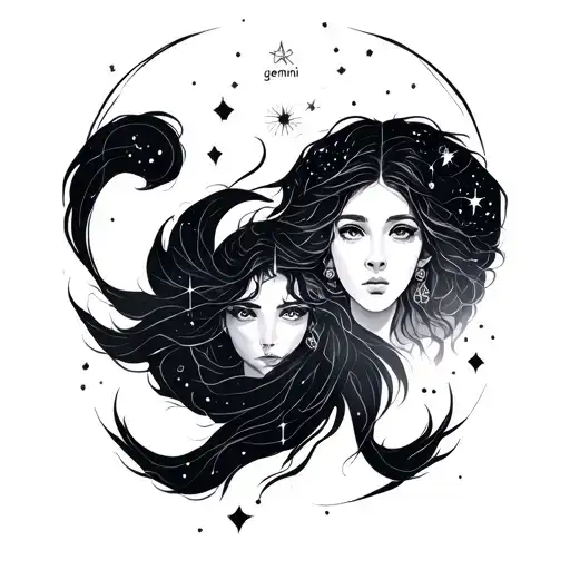 gemini zodiac sign and constellation,air sign  tattoo design idea