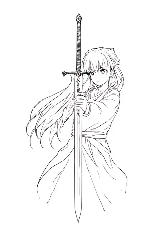 inuyasha sword cool tattoo design idea