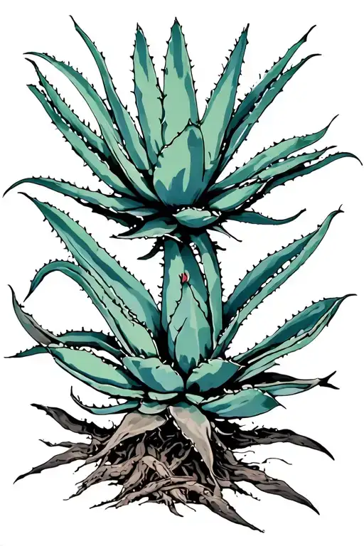 agave plant intertwined representing best friends girls tattoo design idea