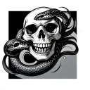 snake rapid around skull hand tattoo design idea