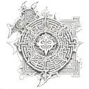religious labyrinth tattoo design idea