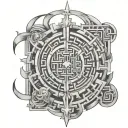 religious labyrinth tattoo design idea