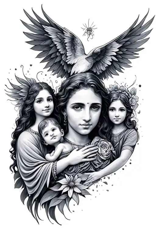God and my family looking over me tattoo design idea
