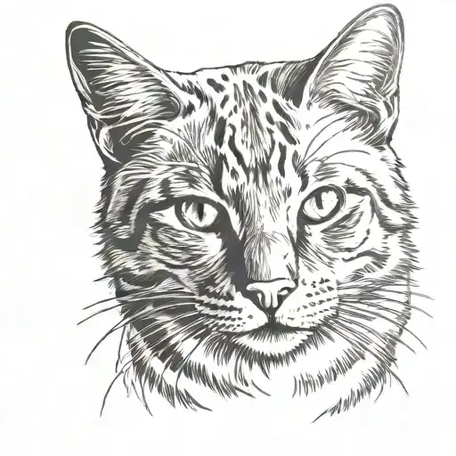 orange tabby cat silhouette tattoo design idea