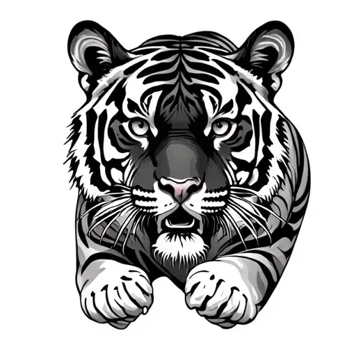 tiger walking tattoo design idea