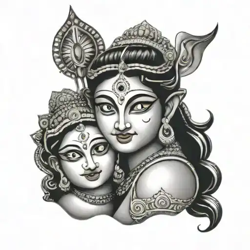 PRAHALAD AND DURGA tattoo design idea